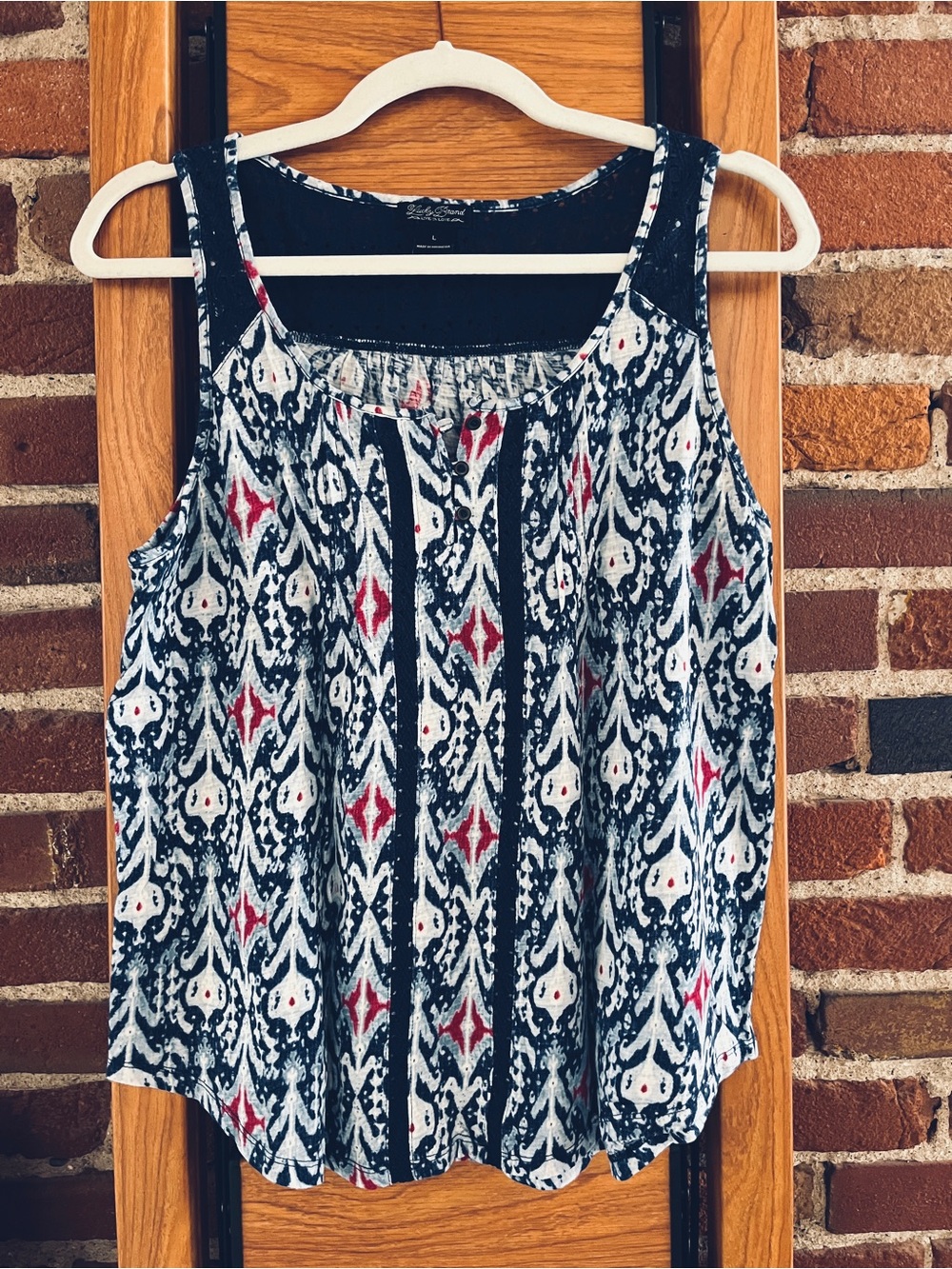 Lucky Brand Embroidered Yoke Tank
